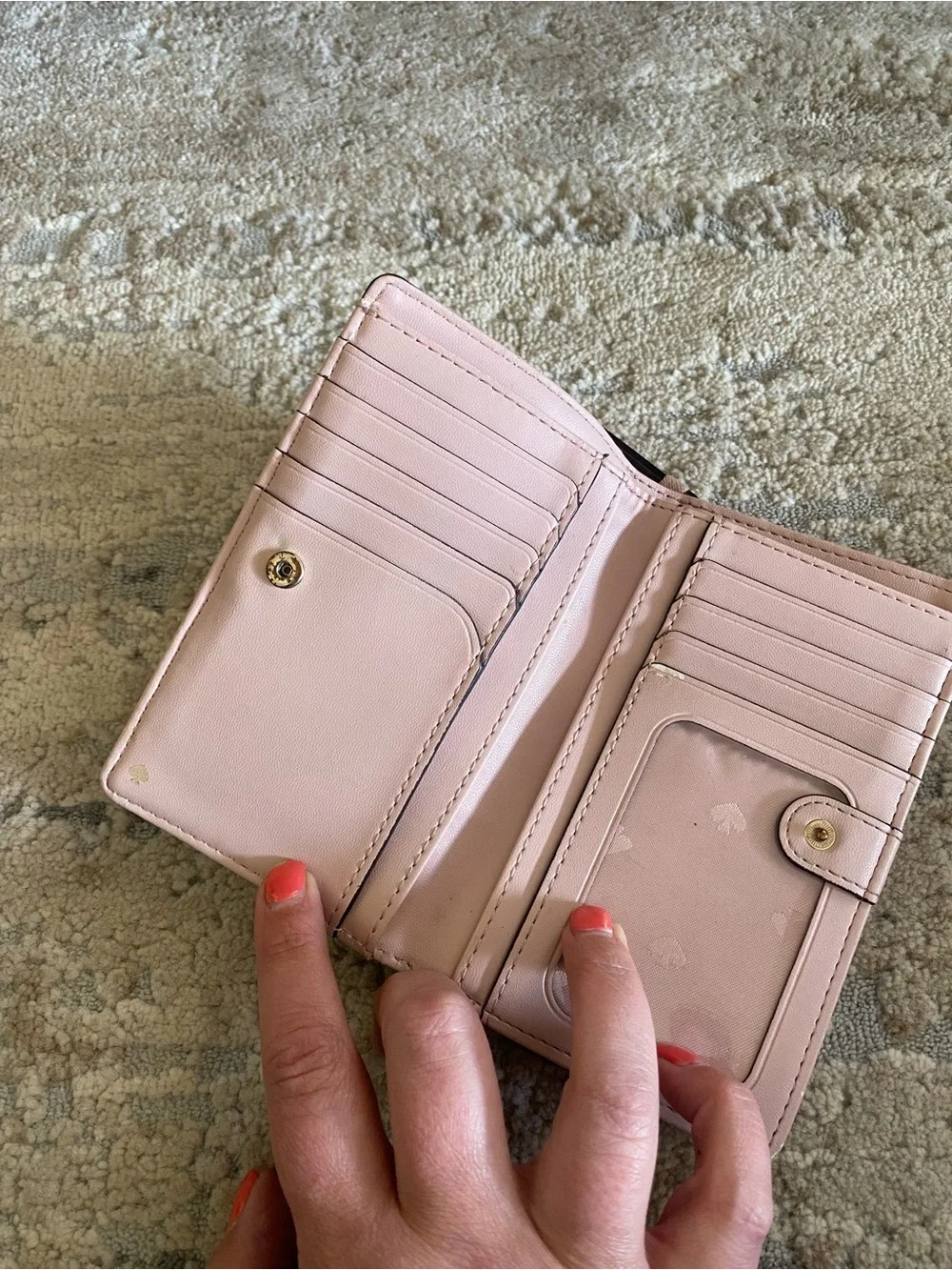 kate spade Pale Pink Leather Snap Closure Wallet Bifold